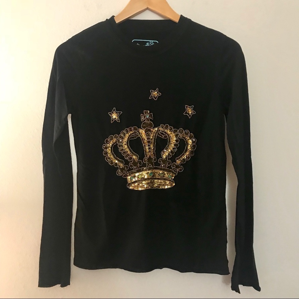 NEW Sequence & Beaded Crown Long Sleeve Shirt